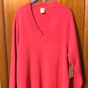 Pink sparkly V neck plus size sweater NWT